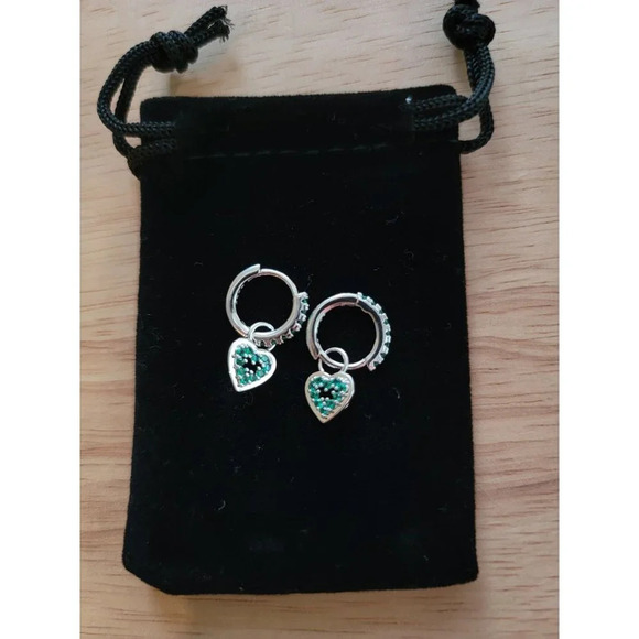 Solid Sterling Silver 925 Rhodium Plated Huggies - Picture 4 of 4